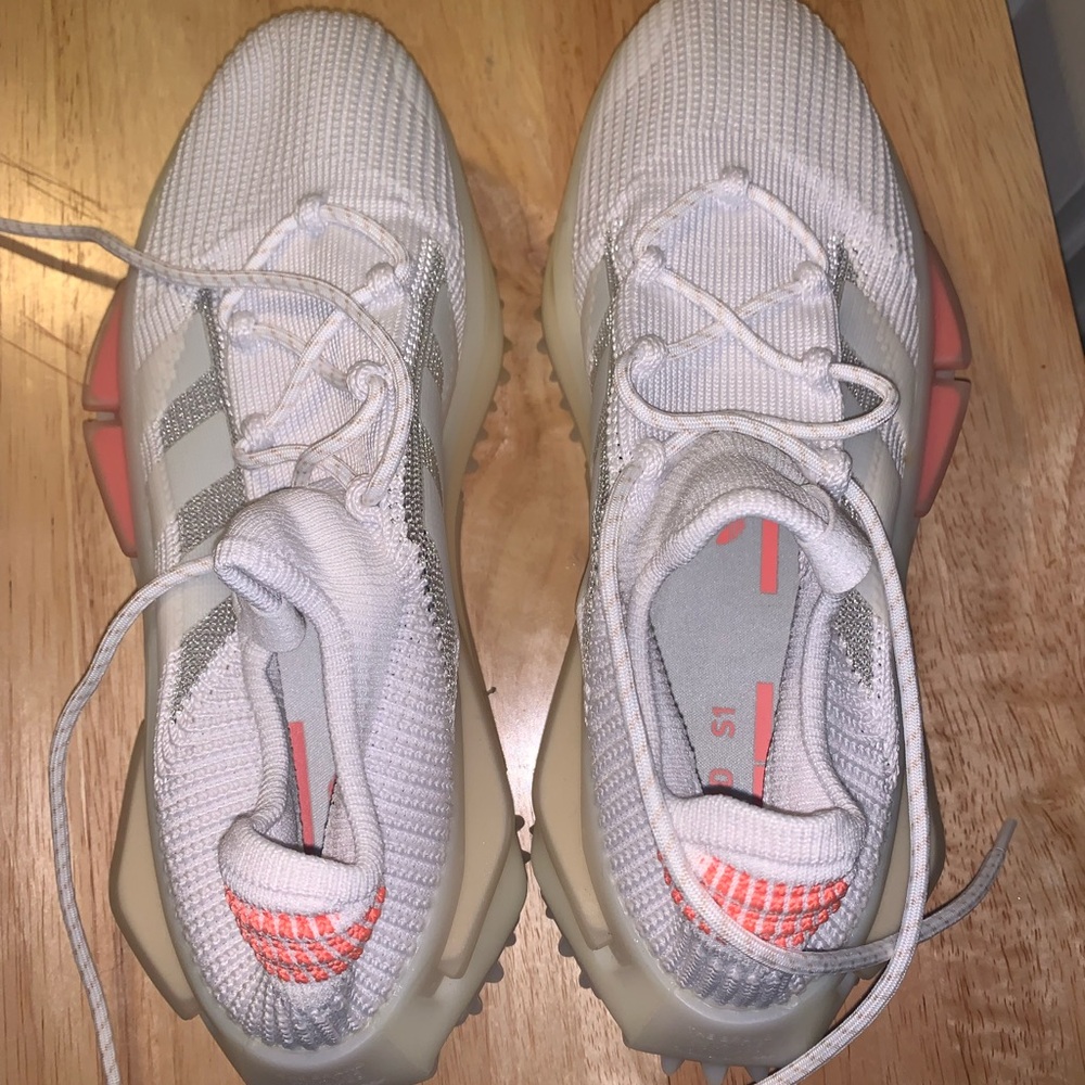Adidas White and Gray Sneakers with Orange Accents